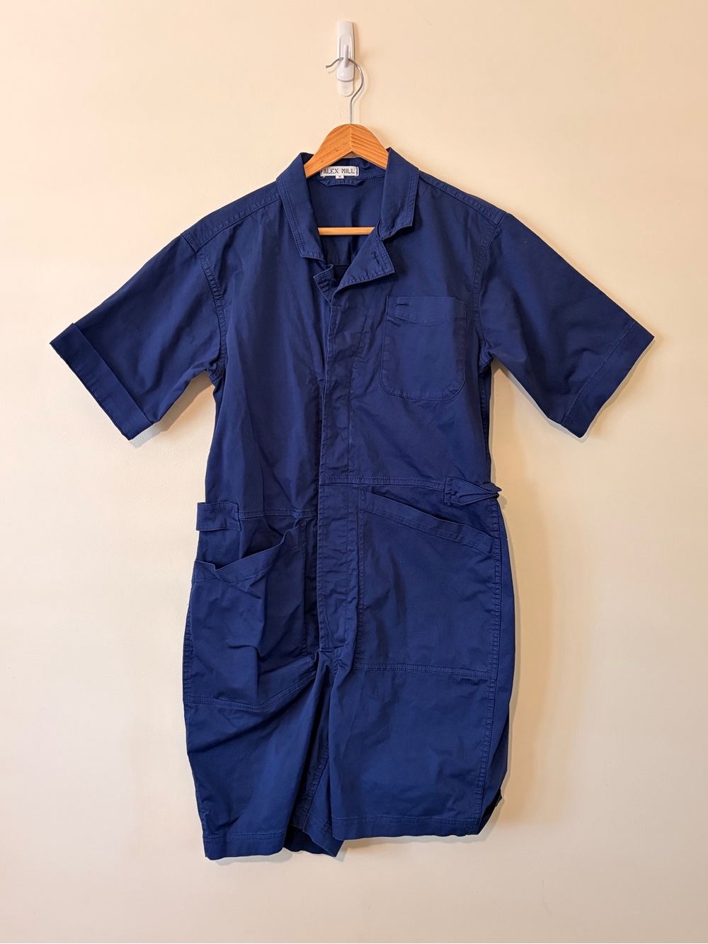Alex Mill Navy Short-Sleeve Utility Romper